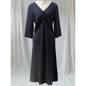 Vintage ICE White Polka Dot Blue 3/4 Sleeved Sheer Like Dress